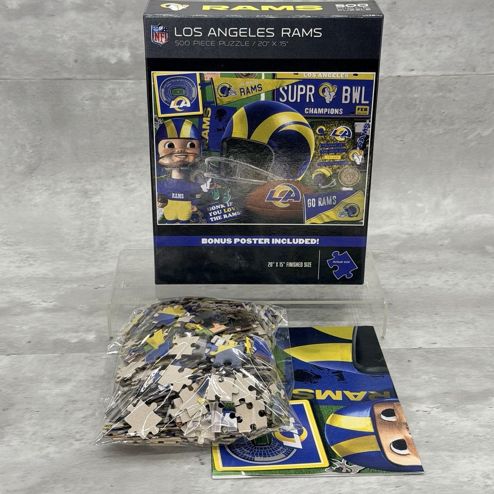 NFL Los Angeles Rams Retro Poster Puzzle Football 500 Piece Complete Ships FAST